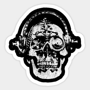 Mechanical Skull with Headphones - Heavy Metal Sticker